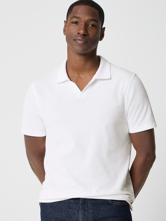 J. Crew Other - J crew white Flex piqué johnny-collar polo shirt